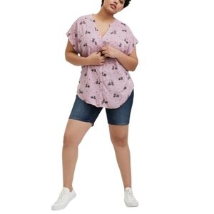 Torrid Challis Dolman Sleeve Button-Up Top Bicycles Size 2X Lightweight Pockets.